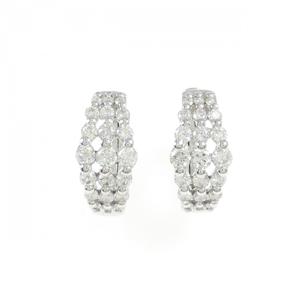 K18WG ダイヤモンド フープ ピアス 1.00CT