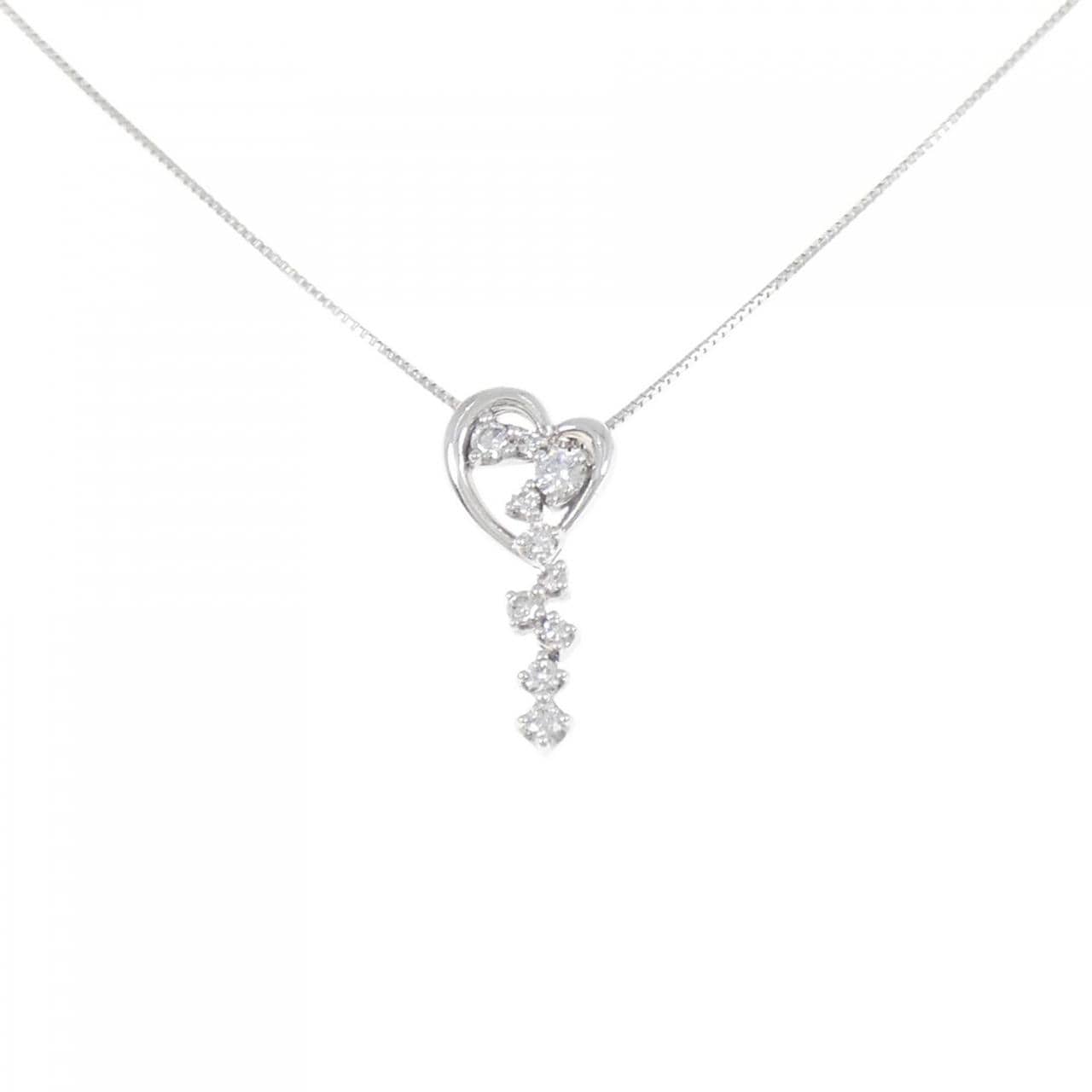 K18WG ハート ダイヤモンド ネックレス 0.20CT