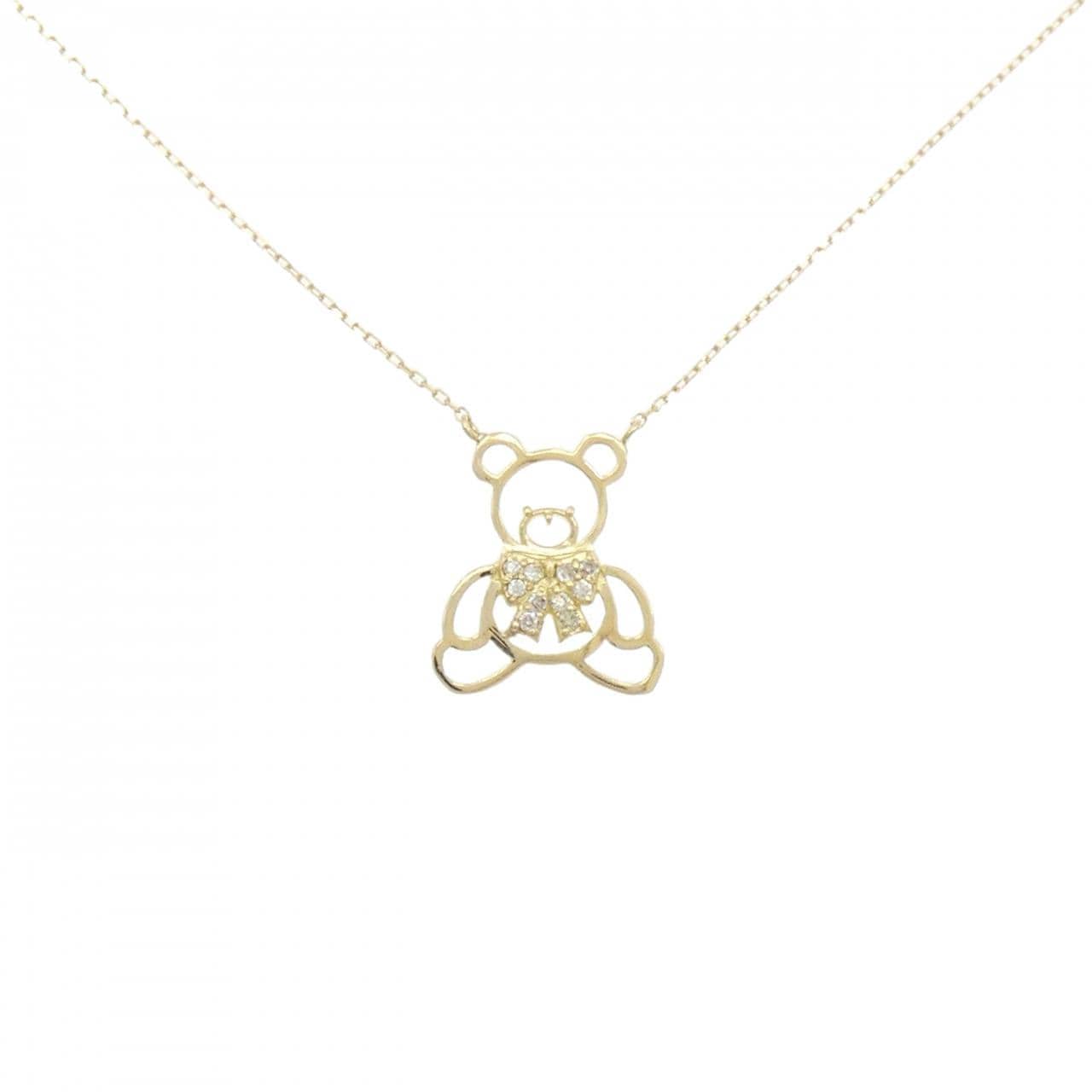 【新品】K18YG ベア ダイヤモンド ネックレス 0.05CT