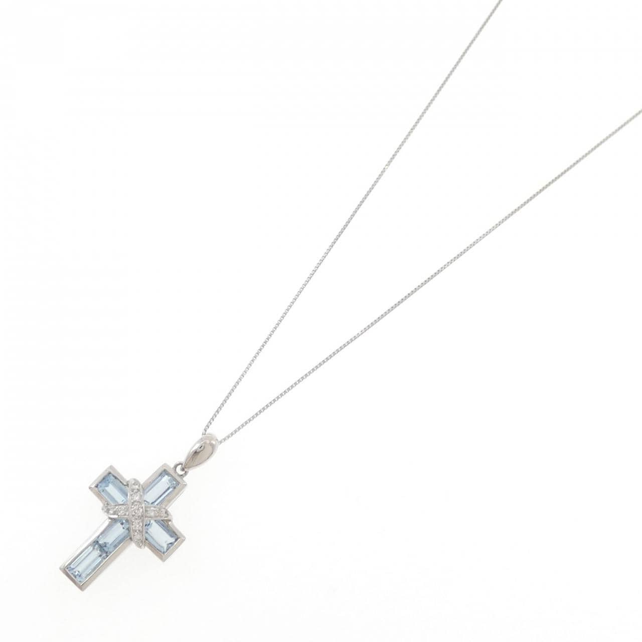 PT900/PT850 クロス アクアマリン ネックレス 1.53CT