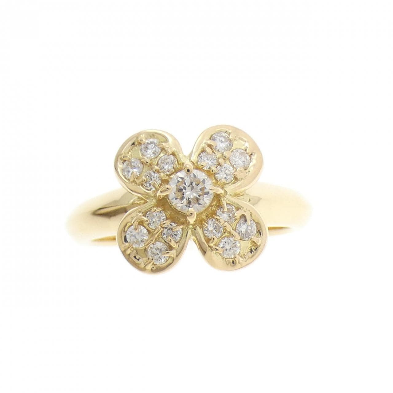 K18YG フラワー ダイヤモンド リング 0.33CT