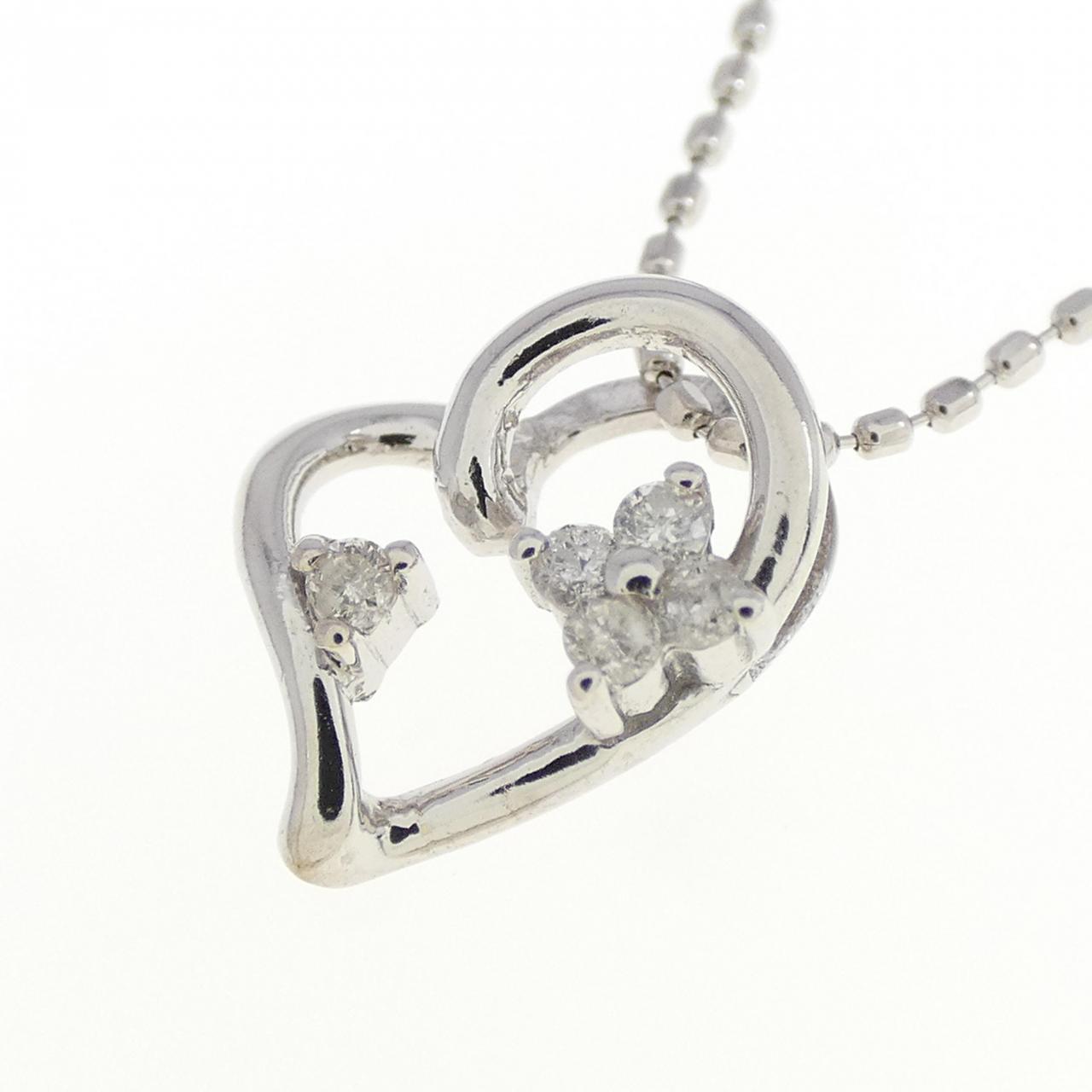 K18WG heart Diamond necklace 0.05CT