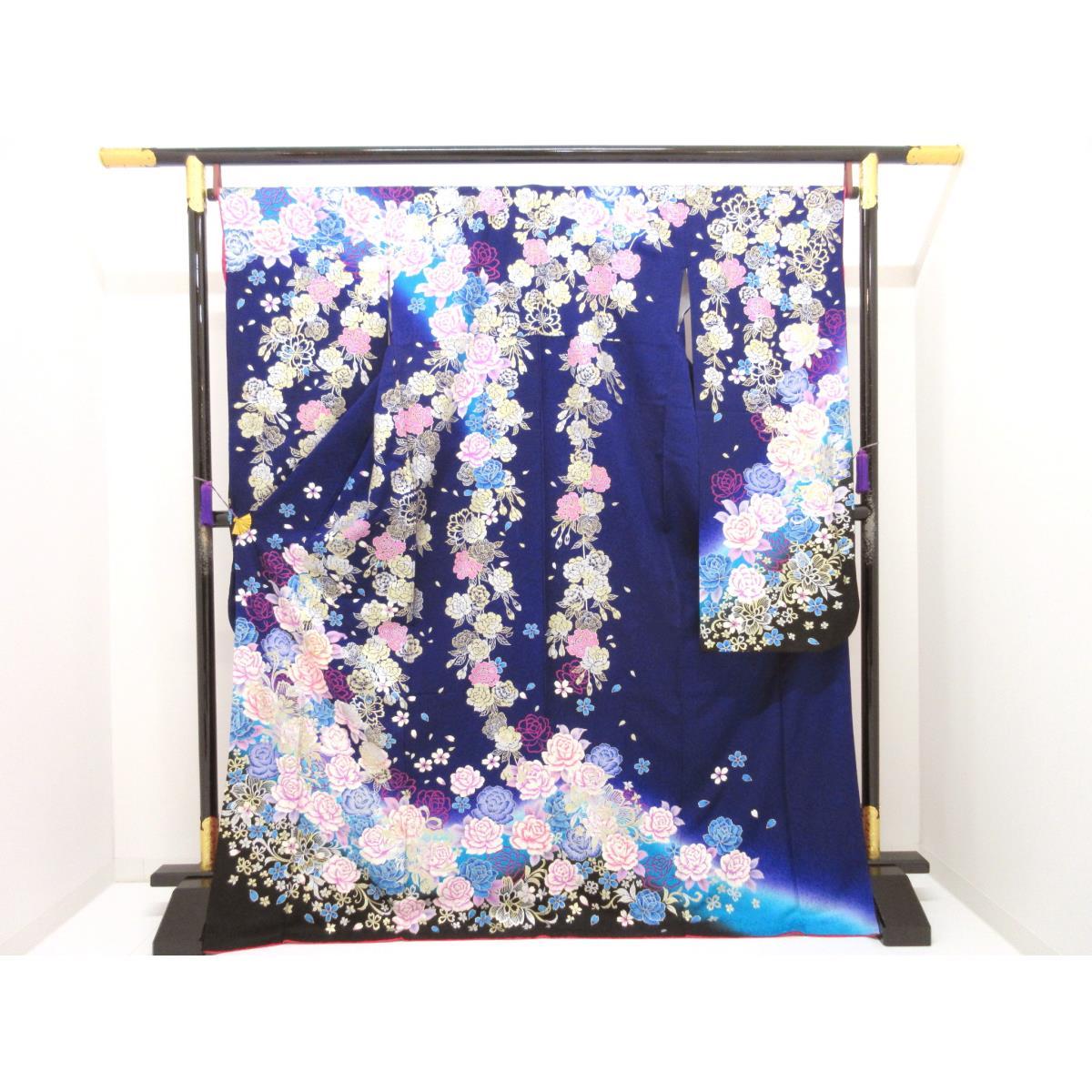 振袖　友禅金彩加工　刺繍入りボカシ染