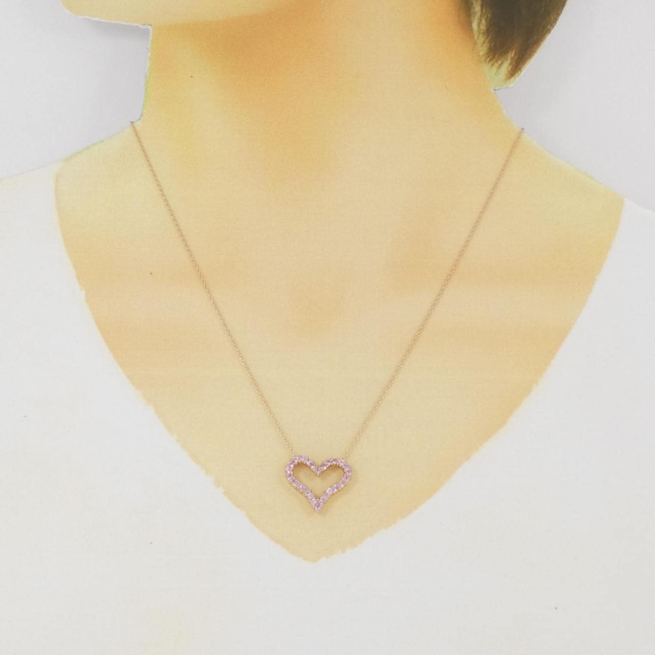 K18PG Heart Sapphire Necklace