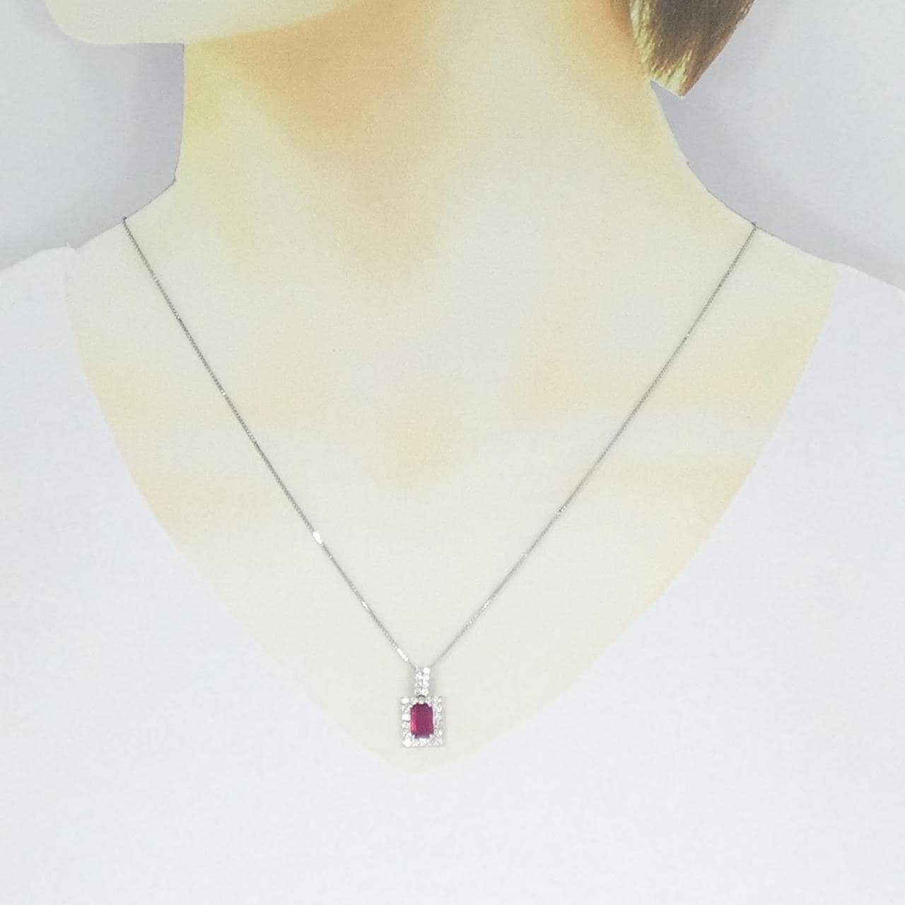 PT900/PT850 ルビー ネックレス 0.952CT