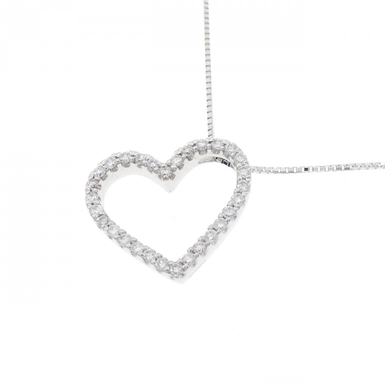 K18WG ハート ダイヤモンド ネックレス 0.34CT