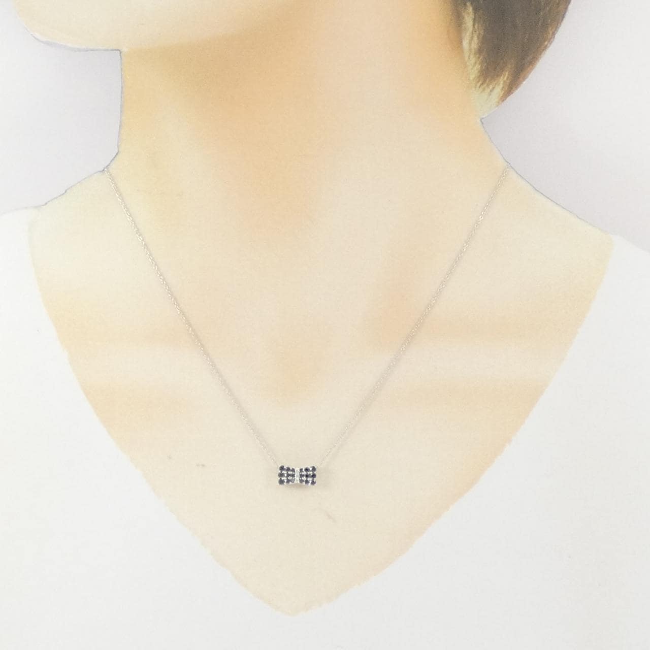 K18WG リボン ダイヤモンド ネックレス 0.30CT