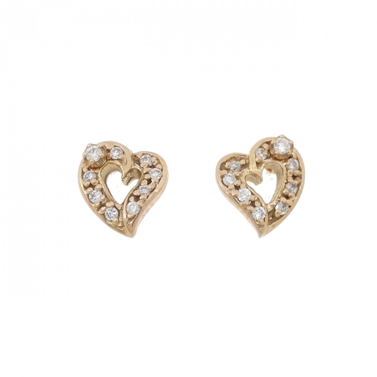 K18YG/K18PG ハート ダイヤモンド ピアス 0.10CT