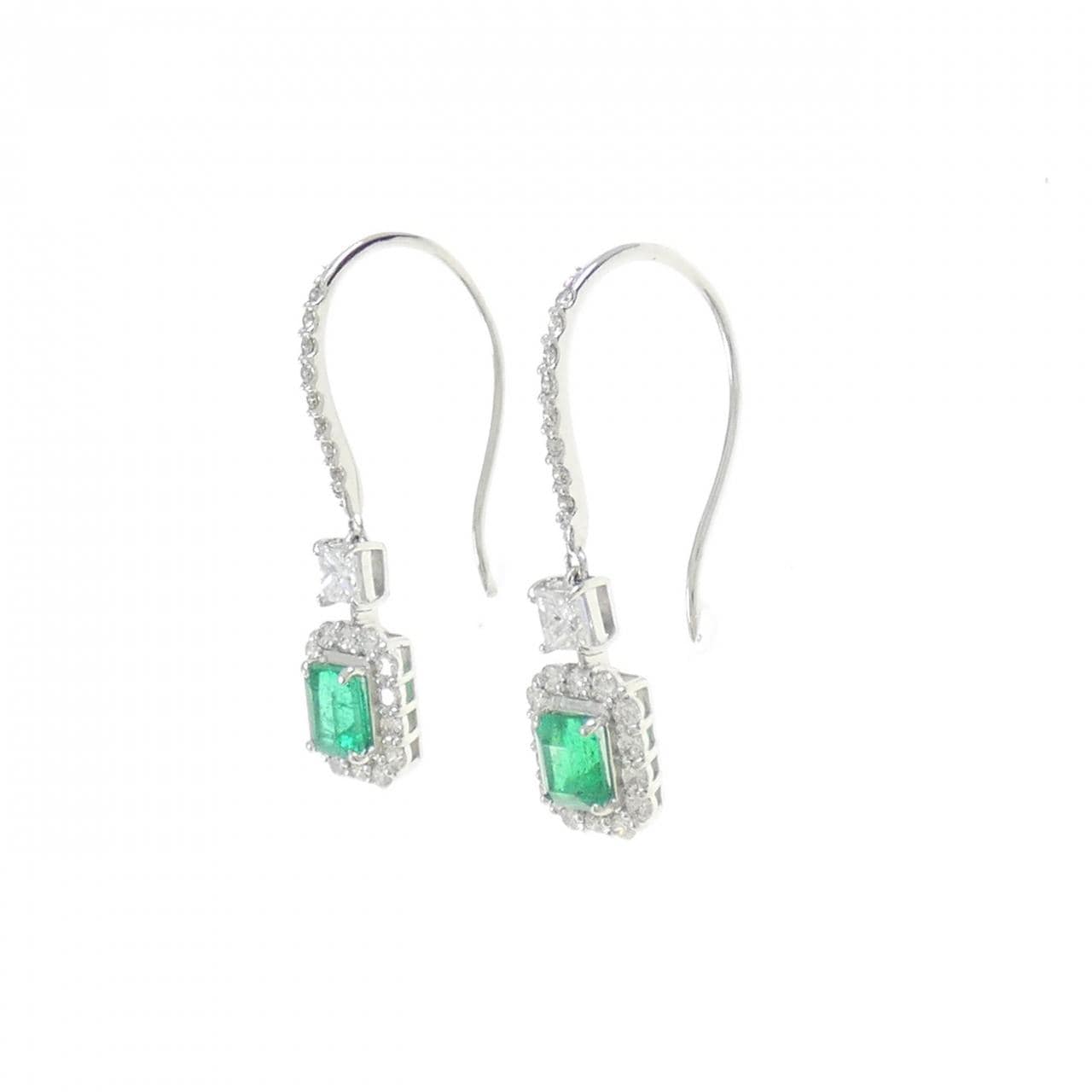 [BRAND NEW] PT950 Emerald Earrings 0.61CT