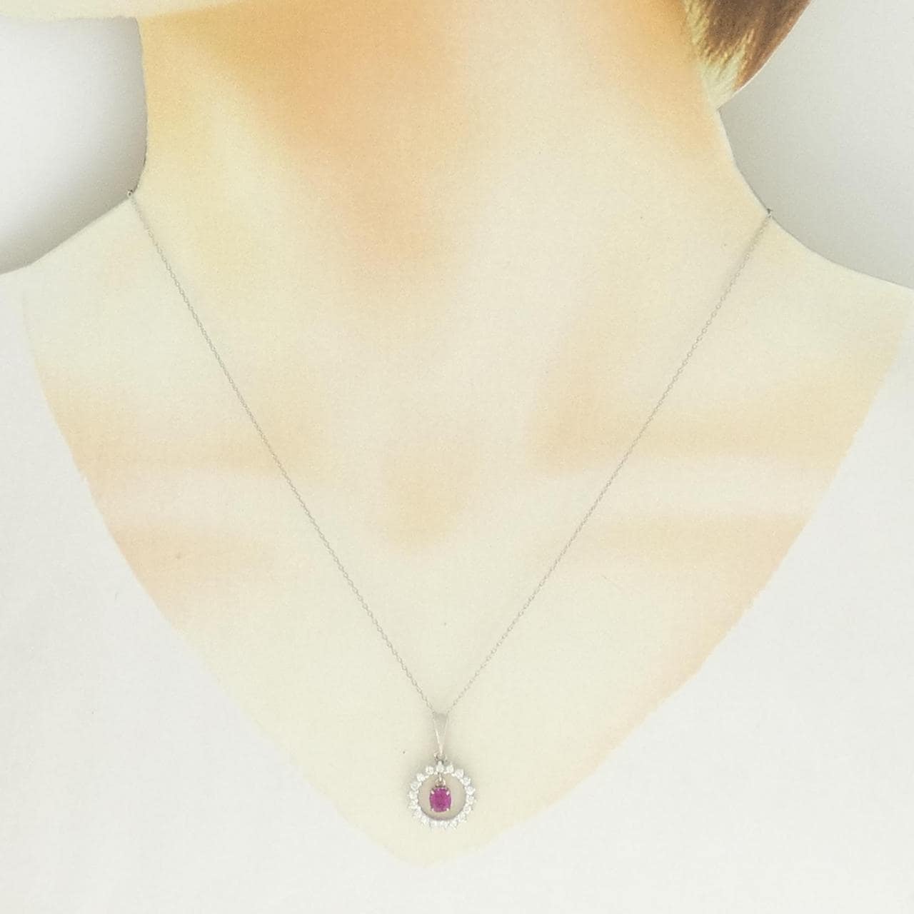 PT900/PT850 ルビー ネックレス 0.30CT