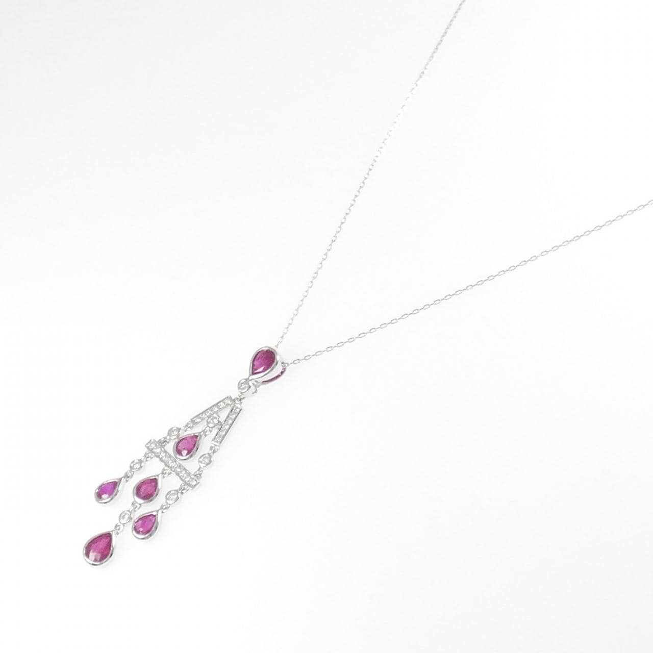 750WG/K18WG ルビー ネックレス 1.39CT