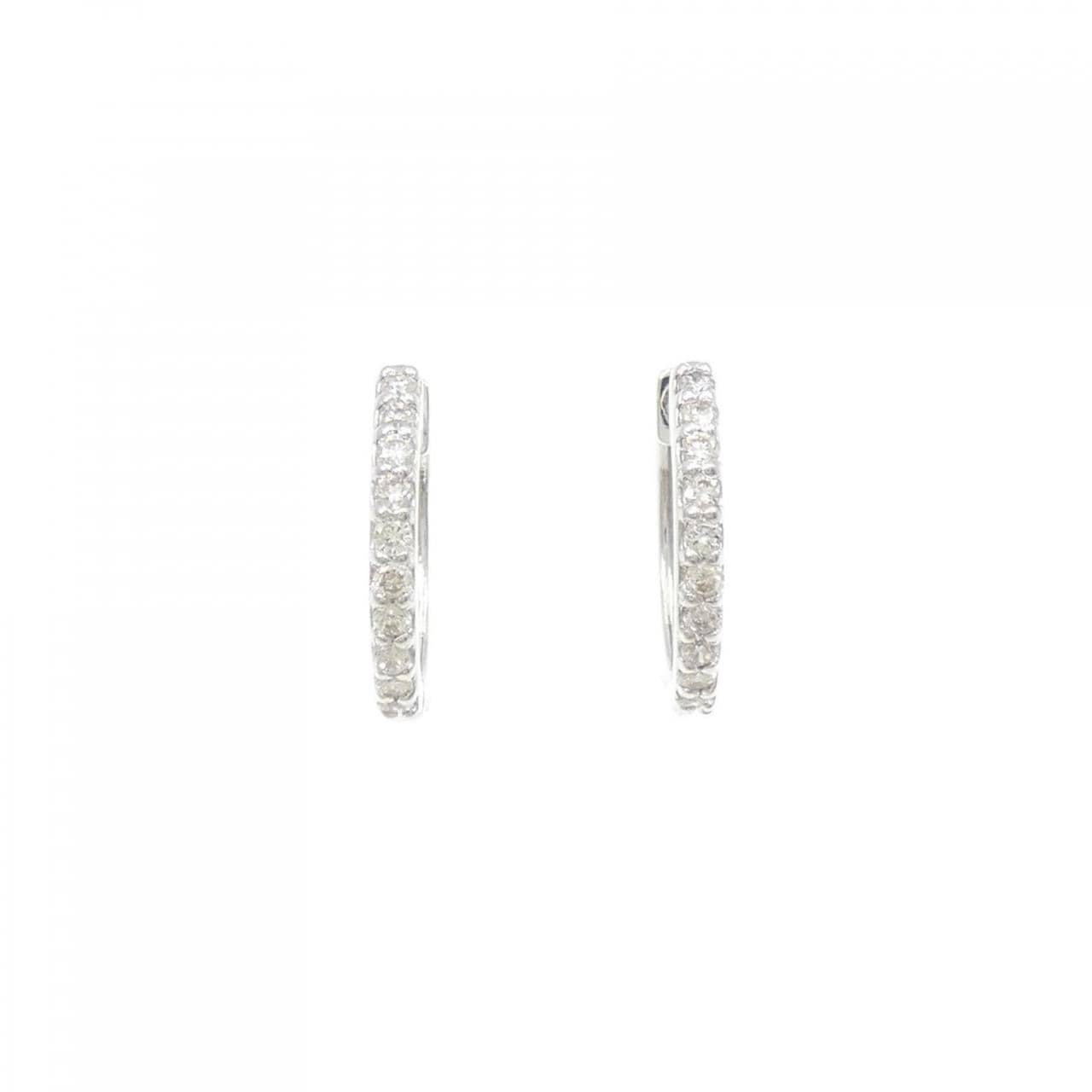 K18WG hoop Diamond earrings 0.16CT