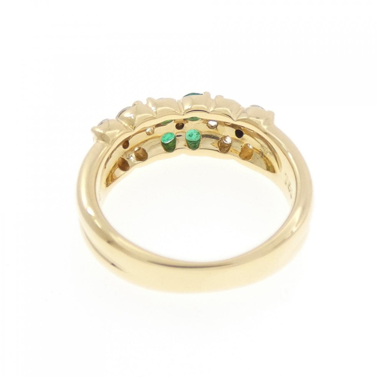 750YG フラワー エメラルド リング 0.24CT