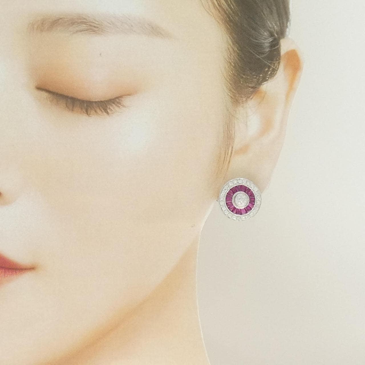 750WG/K18WG ルビー ピアス 3.10CT