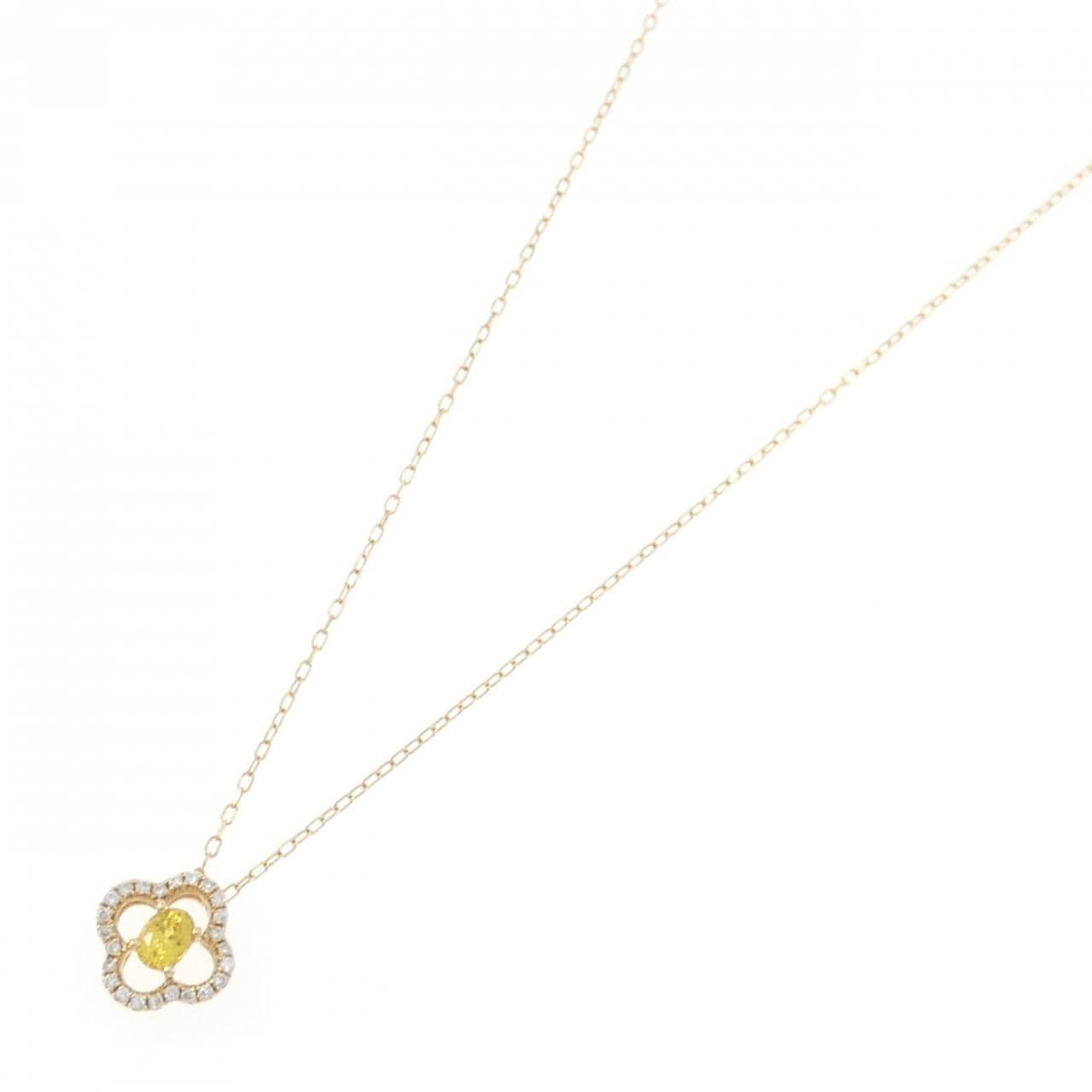 K18YG フラワー サファイヤ ネックレス 0.27CT