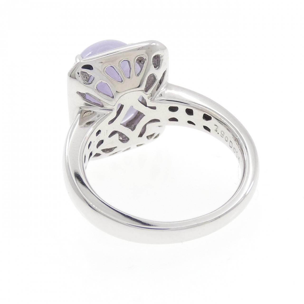 K18WG ラベンダーヒスイ リング 7.90CT