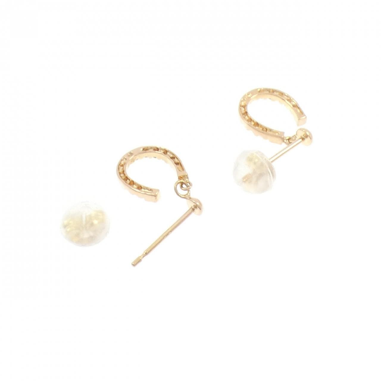 K18PG ホースシュー ダイヤモンド ピアス 0.10CT