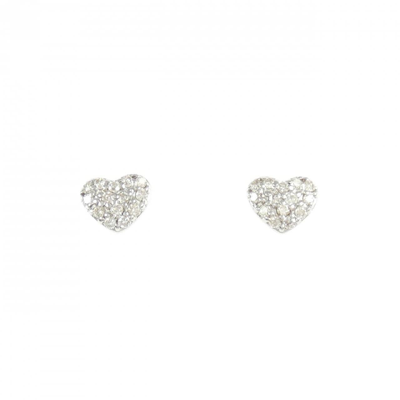K18WG ハート ダイヤモンド ピアス 0.2CT