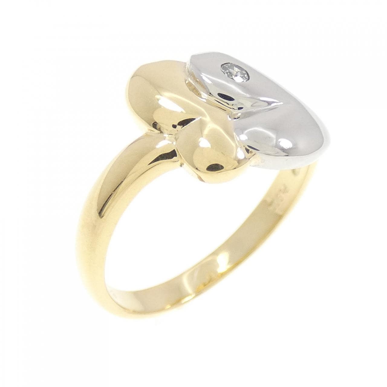K18YG/PT ハート ダイヤモンド リング 0.03CT