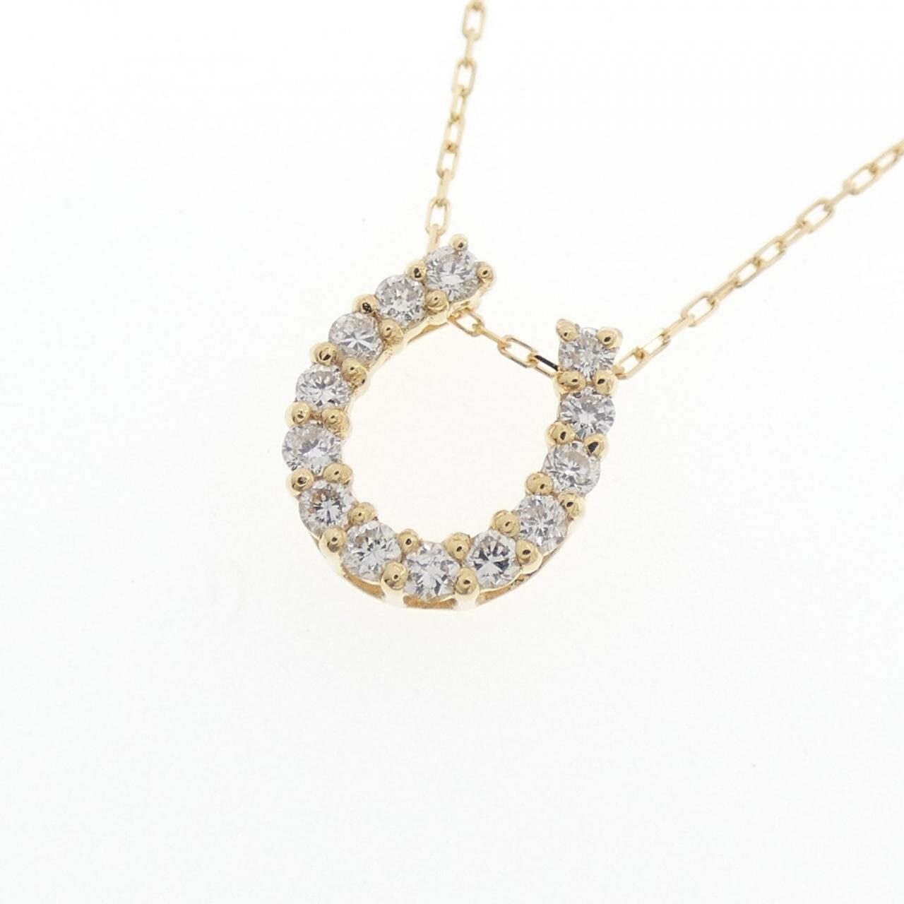 [新品] 18K 黃金馬蹄形鑽石項鍊 0.15CT
