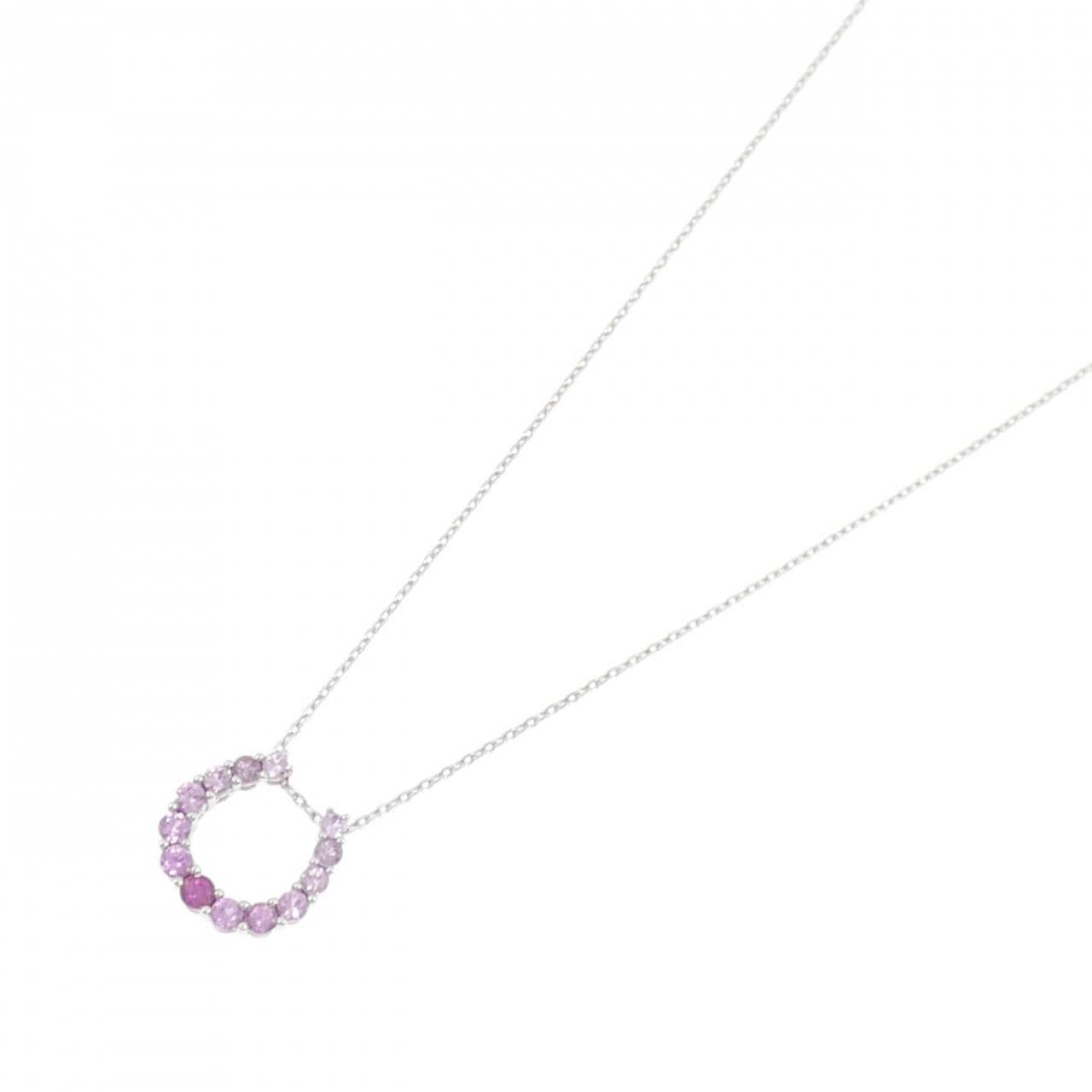 K18WG ホースシュー サファイヤ ネックレス 0.99CT