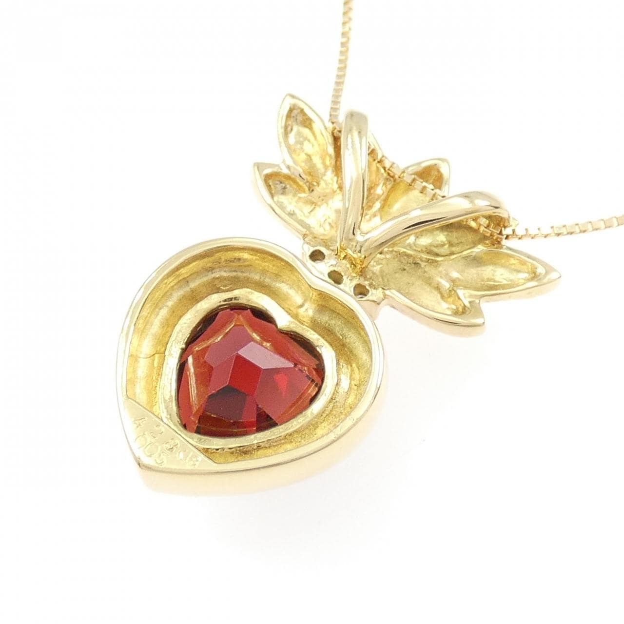 K18YG ハート ガーネット ネックレス 4.28CT