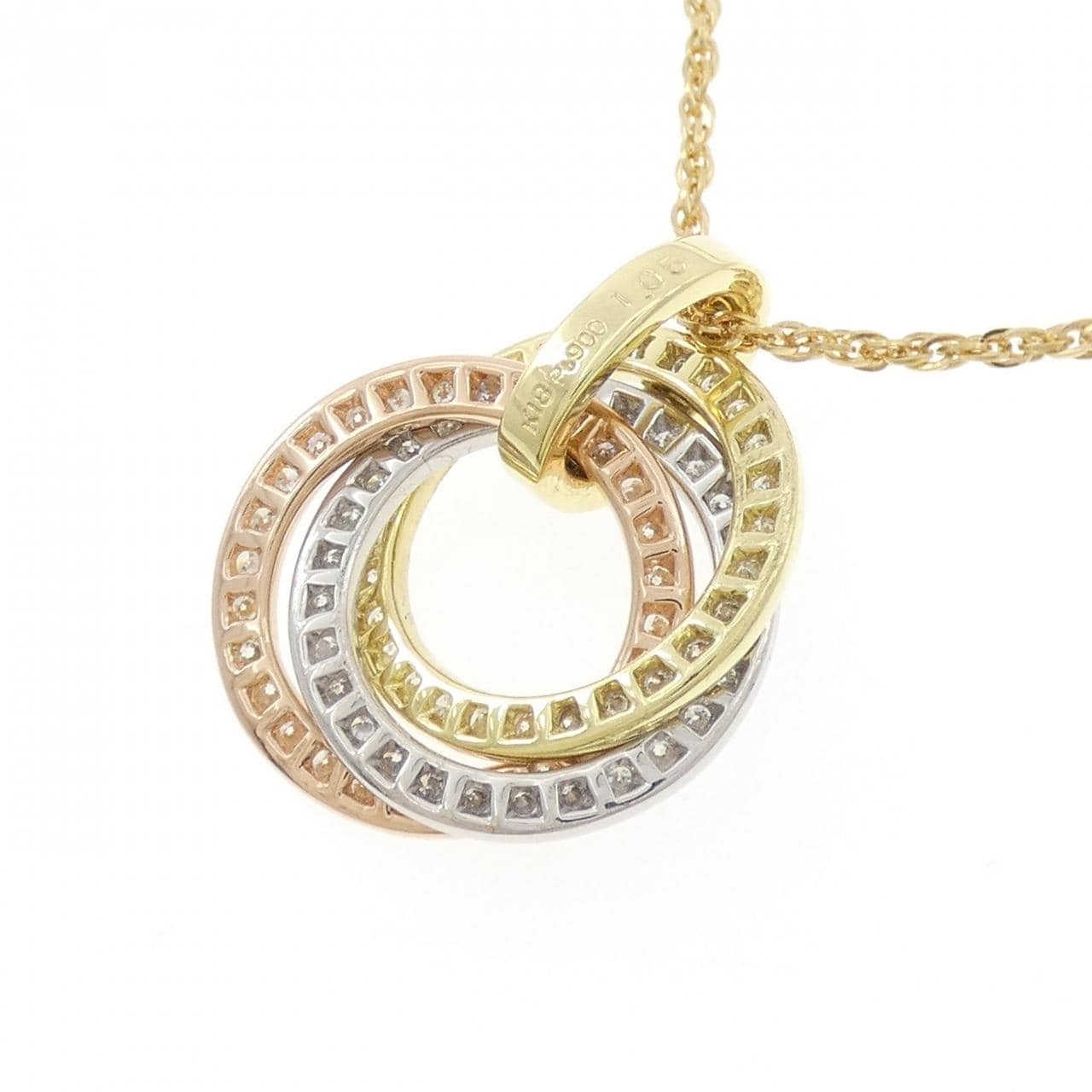 K18YG/PT900/K18PG ダイヤモンド ネックレス 1.05CT