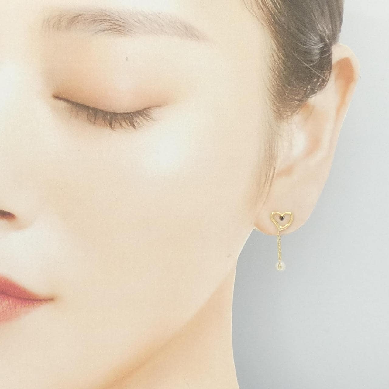 K18YG ハート アコヤパール ピアス 3.7mm