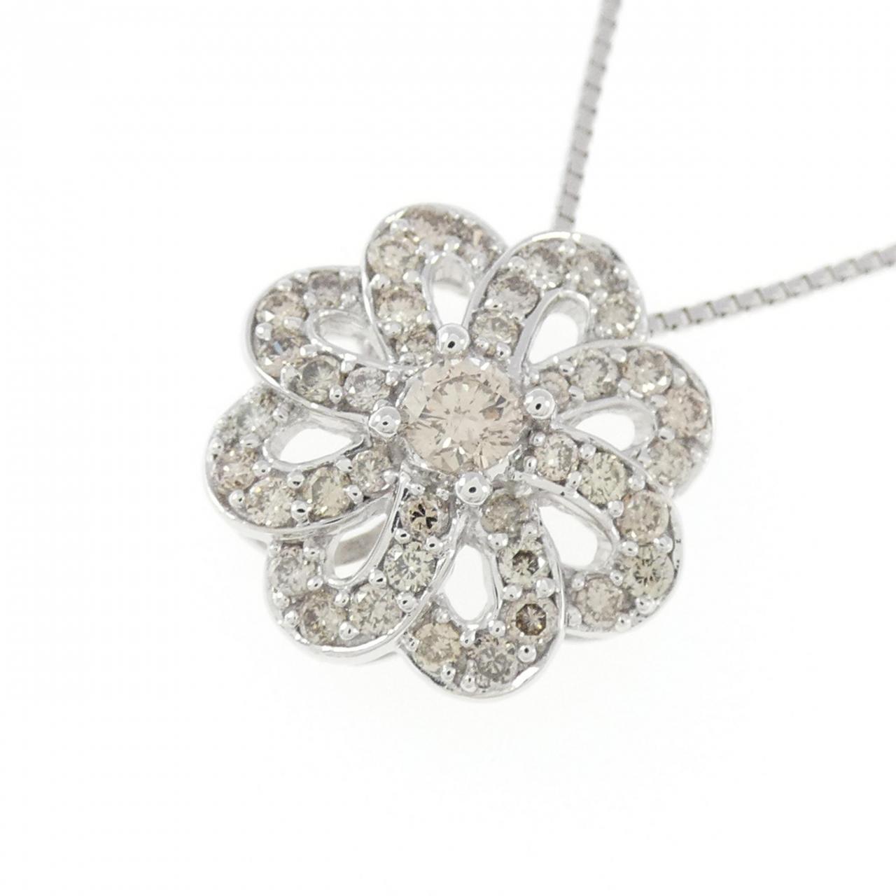 K18WG flower Diamond necklace