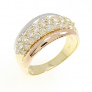 K18YG/PT/K18PG パヴェ ダイヤモンド リング 1.02CT