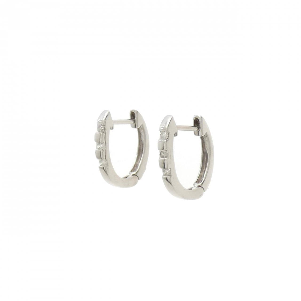 K14WG フラワー ダイヤモンド ピアス 0.02CT