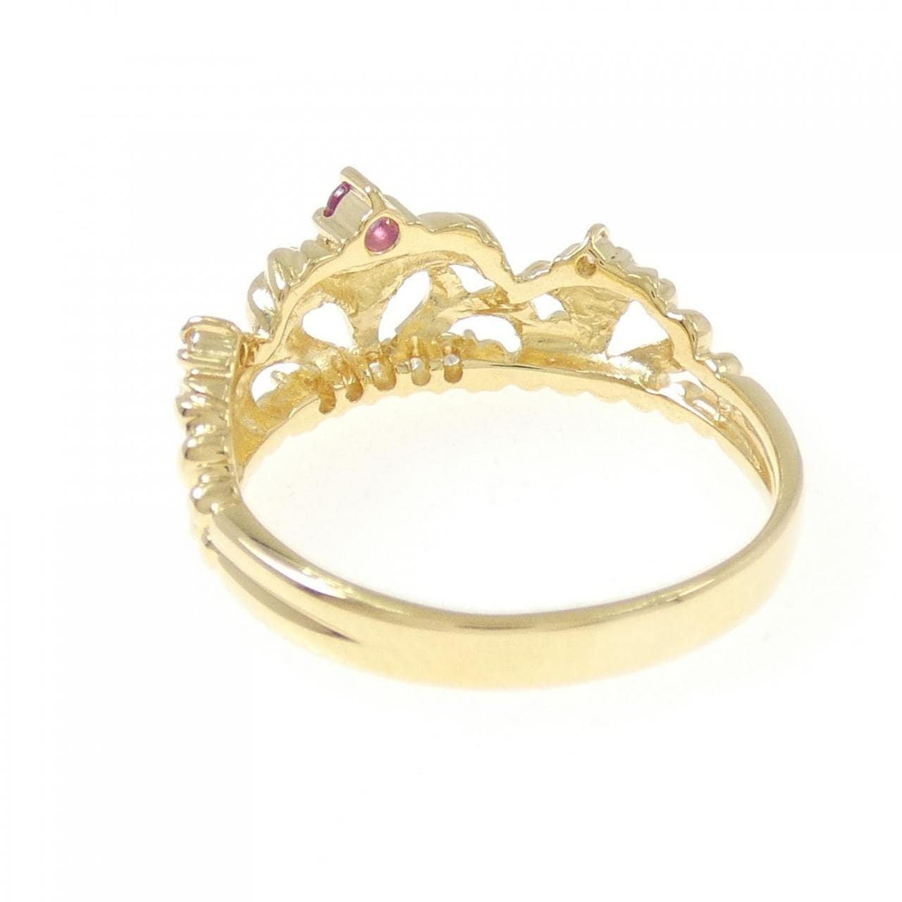 K18YG ティアラ ルビー リング 0.06CT