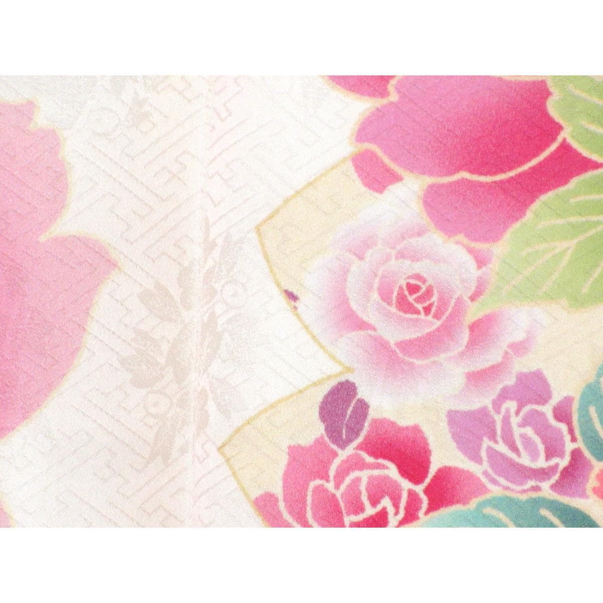 【未使用品】振袖　友禅金彩加工　刺繍入りボカシ染