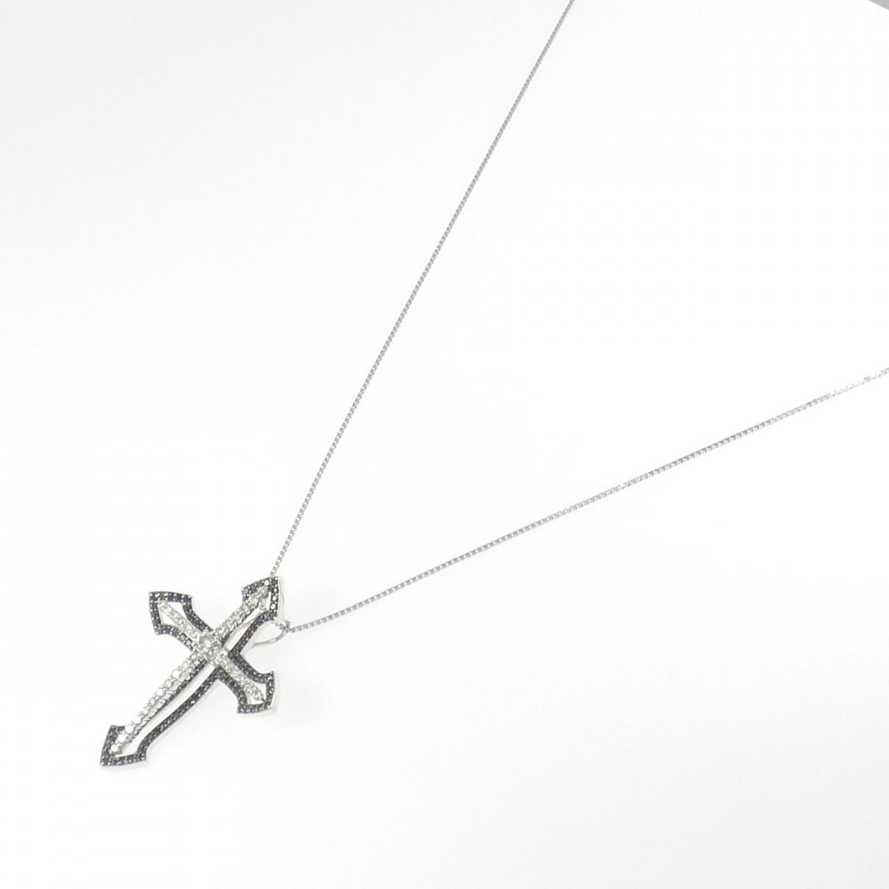 K18WG/K18BG Cross Diamond Necklace 0.60CT