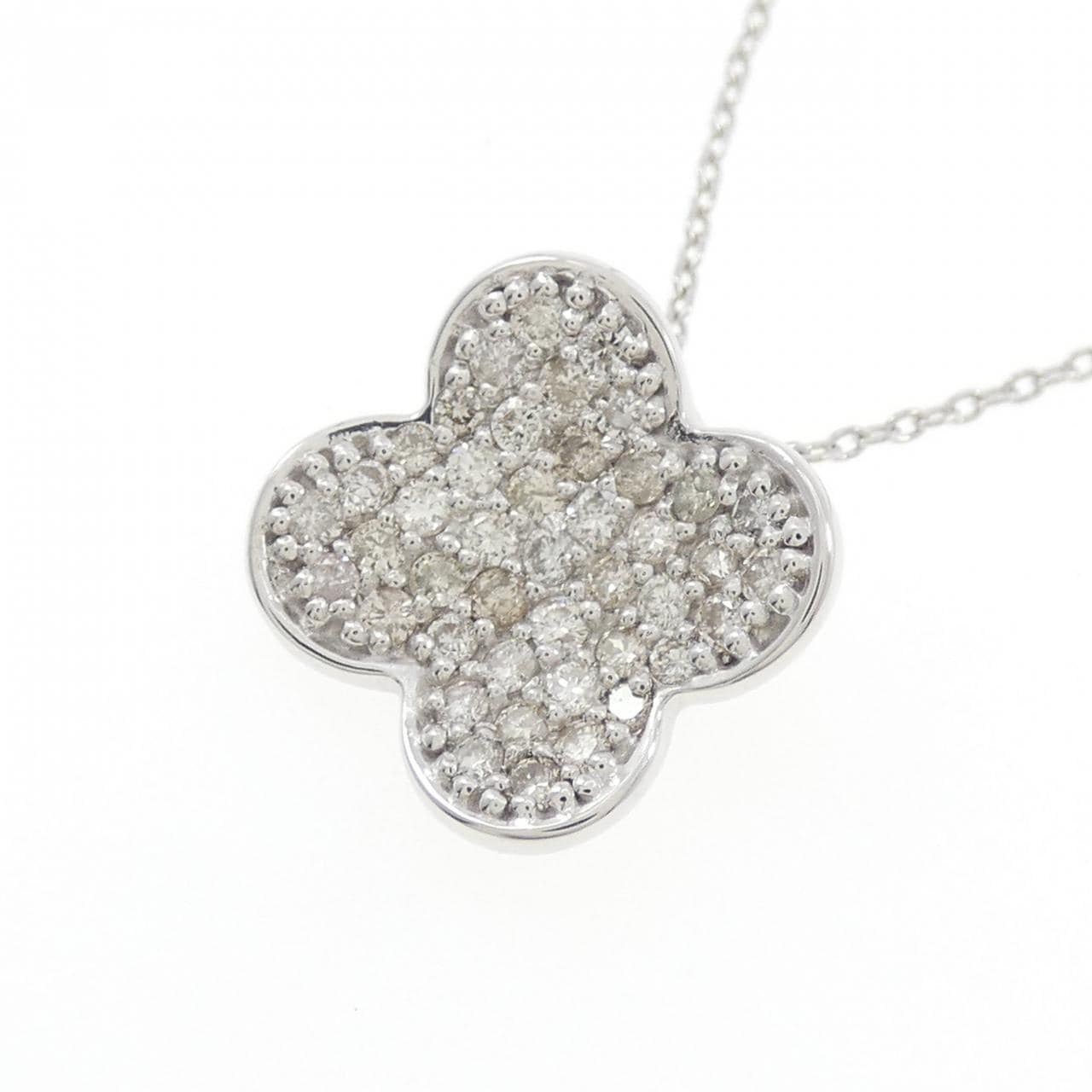 K18WG クローバー ダイヤモンド ネックレス 0.50CT
