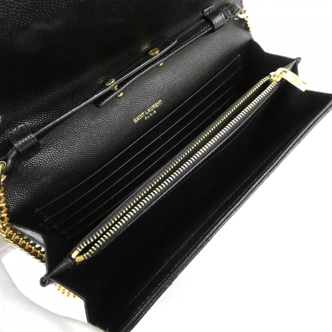 サンローラン 377828 BOW01 チェーンウォレット