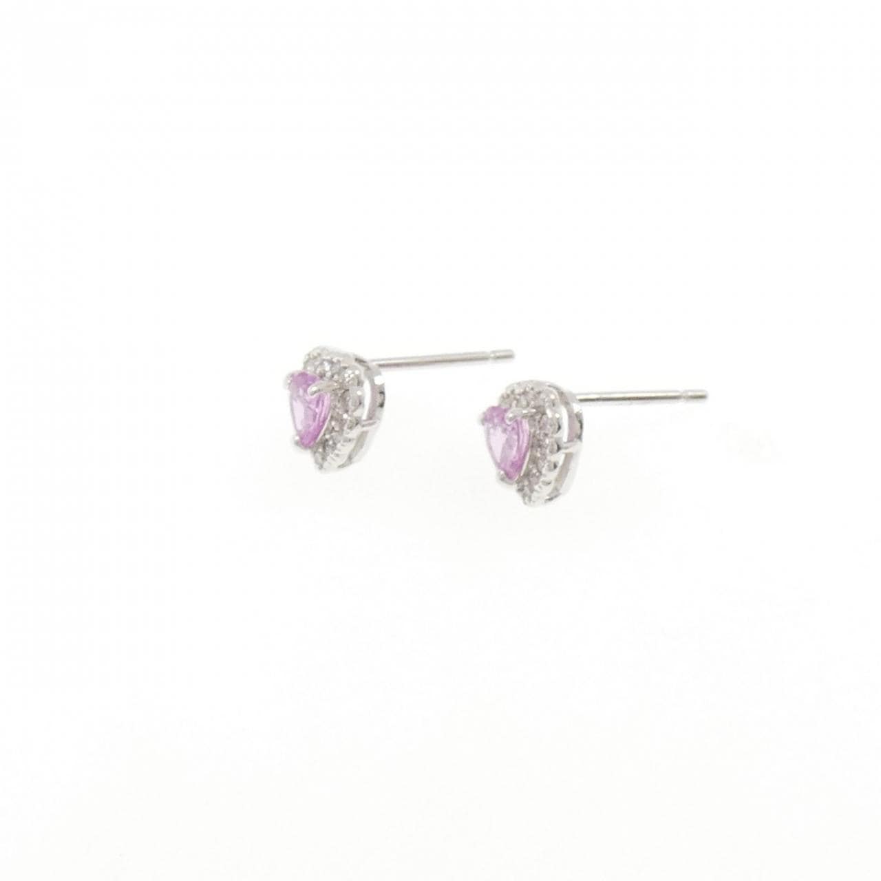K18WG ハート サファイヤ ピアス 0.56CT