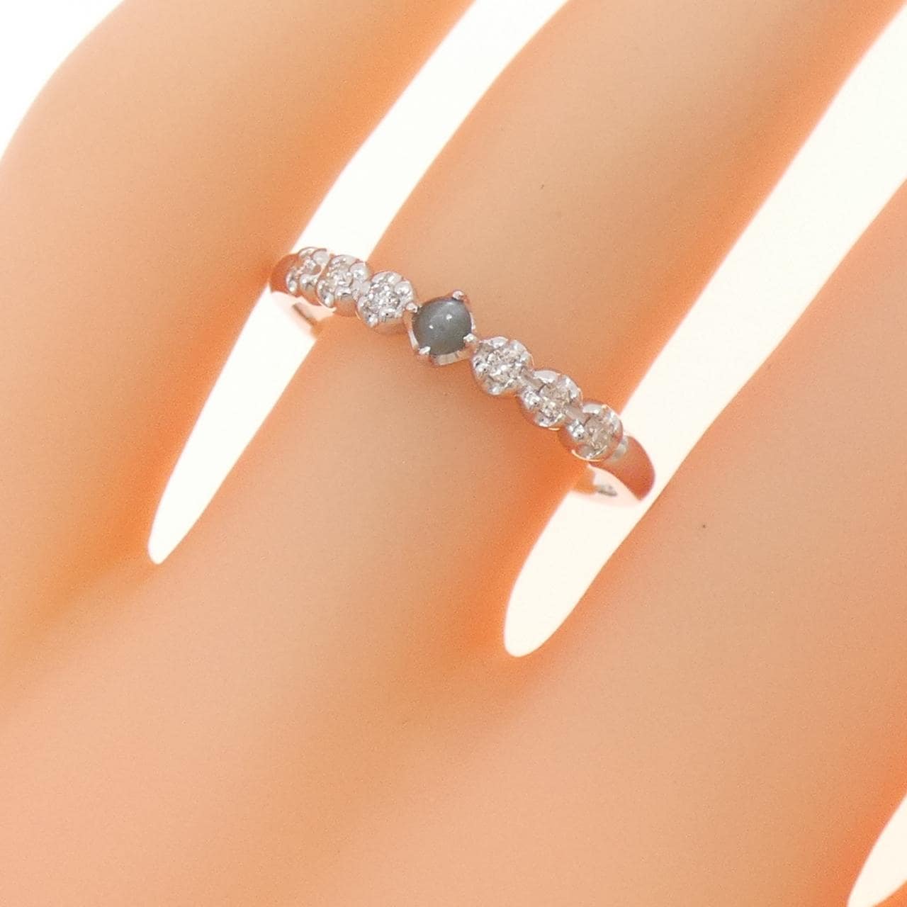K18WG アレキサンドライトキャッツアイ リング 0.08CT