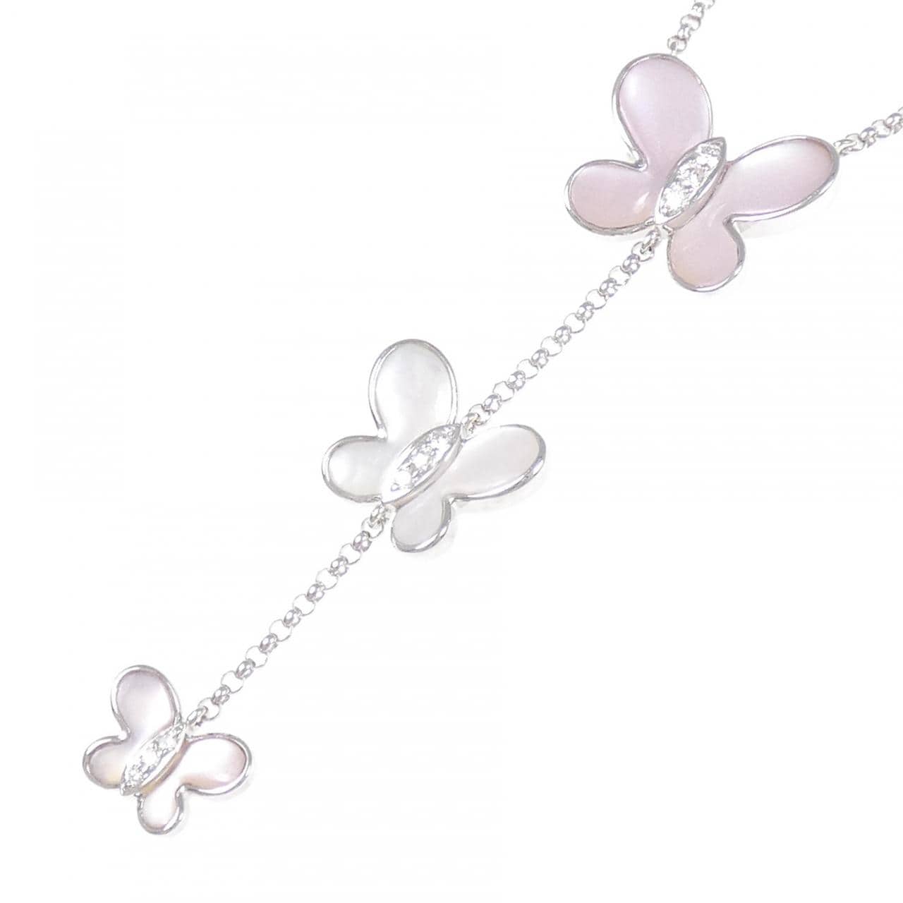 K18WG バタフライ マザーオブパール ネックレス