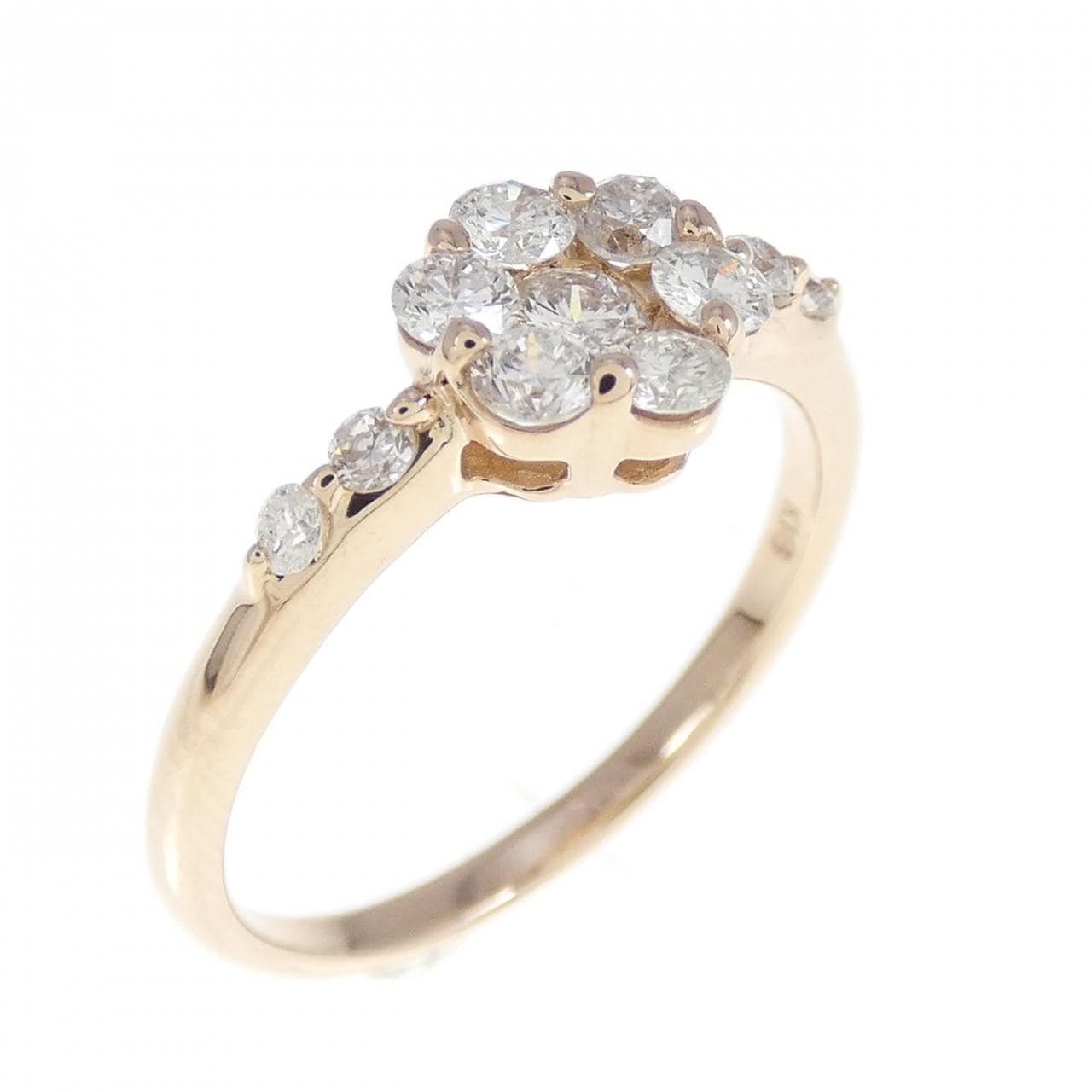 K18PG フラワー ダイヤモンド リング 0.50CT