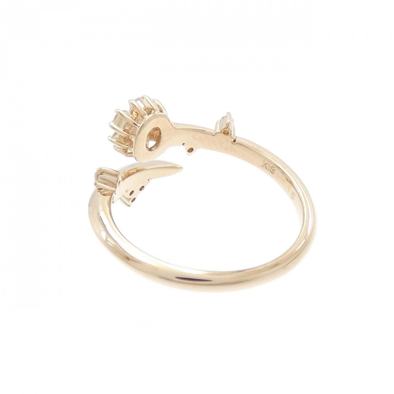 K18PG フラワー ダイヤモンド ピンキーリング 0.15CT