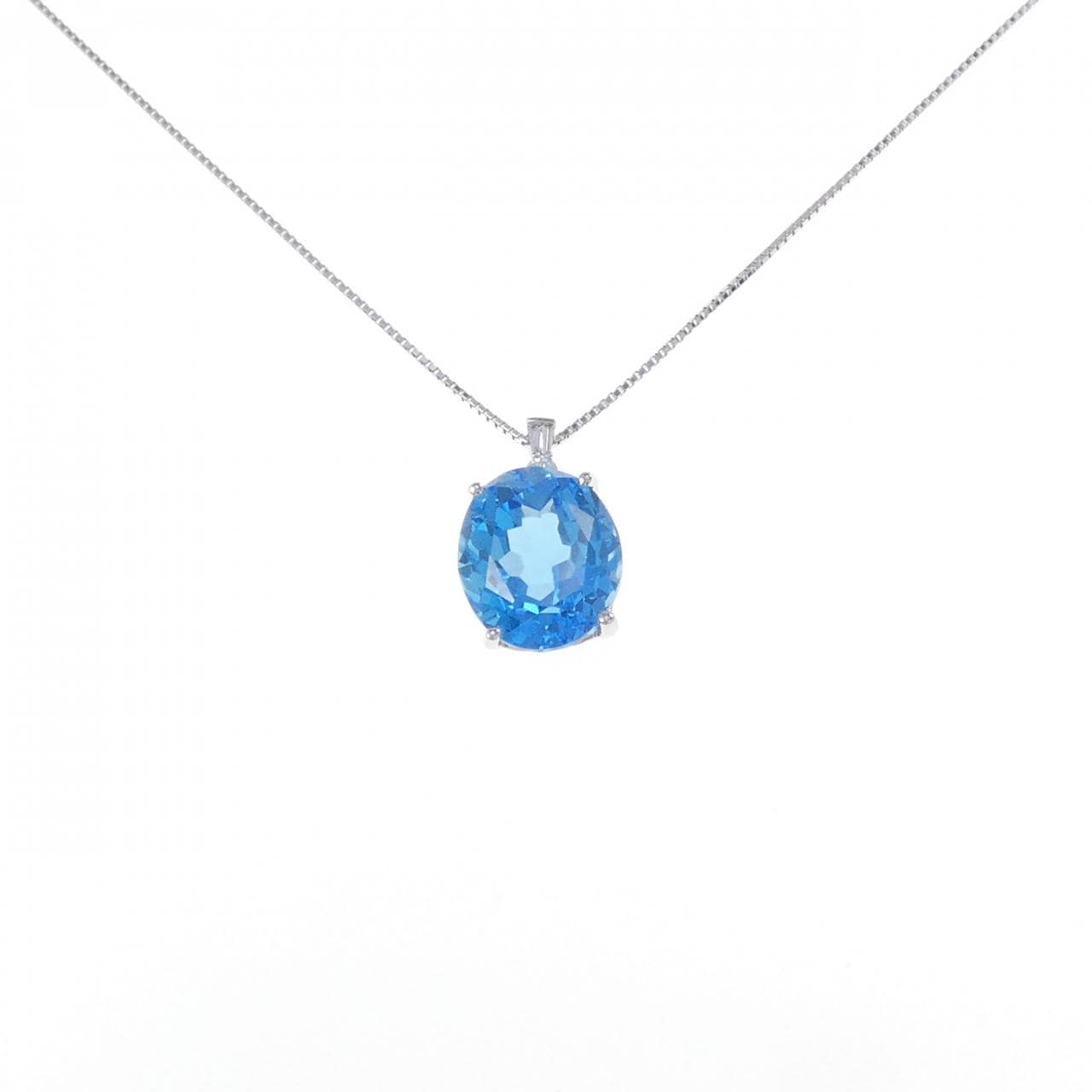 K18WG ブルートパーズ ネックレス 9.00CT