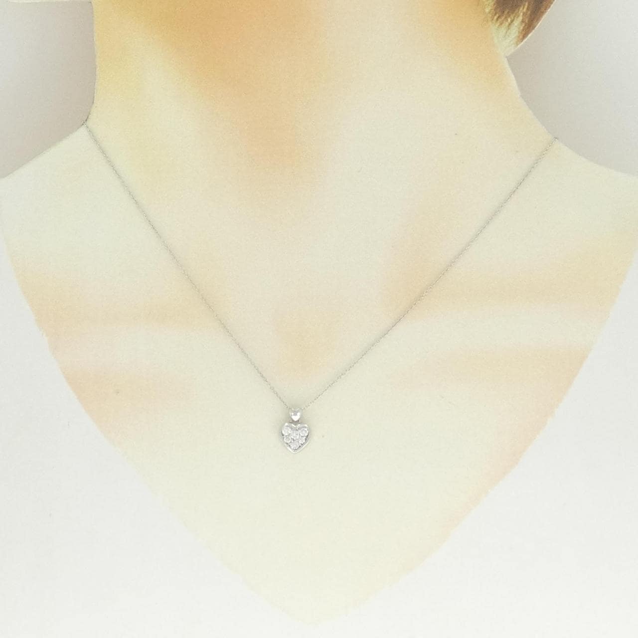 K18WG ハート ダイヤモンド ネックレス 0.2CT