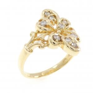 K18YG フラワー ダイヤモンド リング 0.23CT