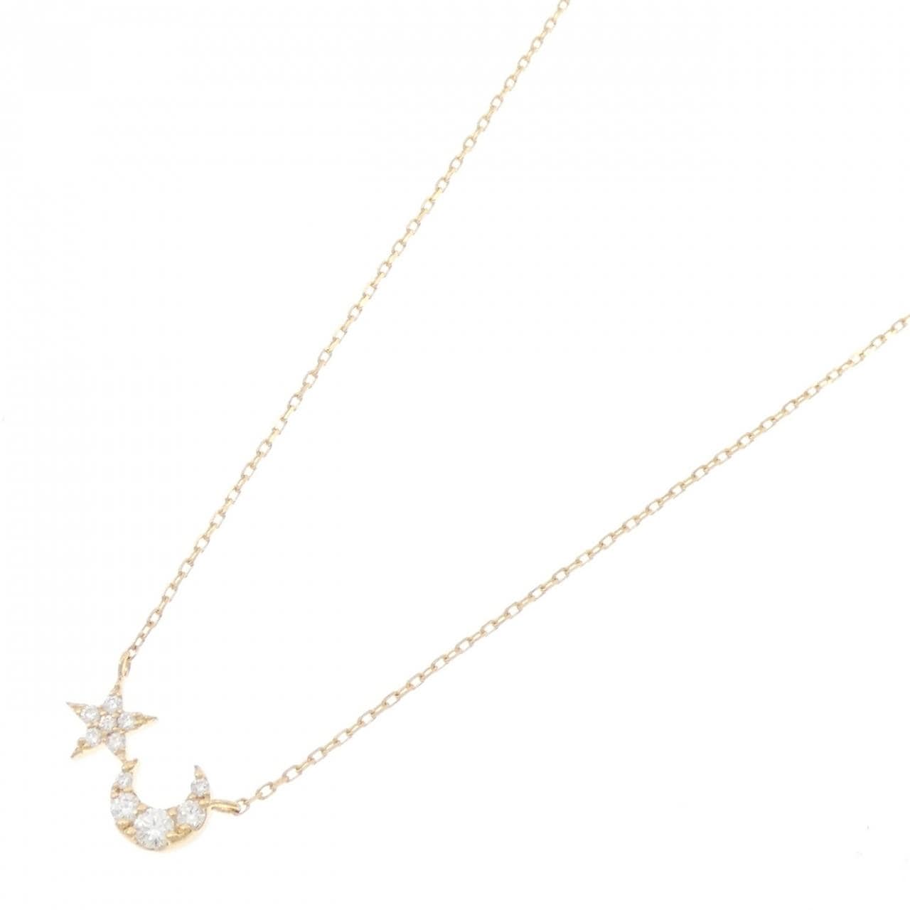 K18YG スター×ムーン ダイヤモンド ネックレス 0.12CT