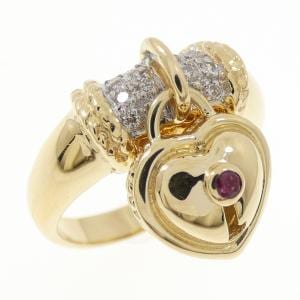 K18YG/K18WG ハート×カデナ ルビー リング 0.04CT
