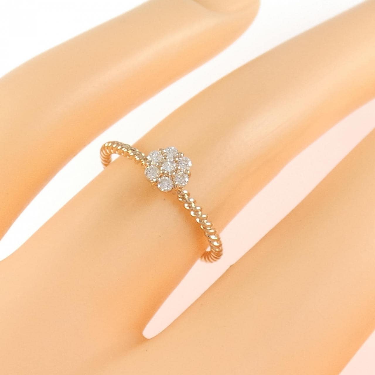 K18PG フラワー ダイヤモンド リング 0.11CT