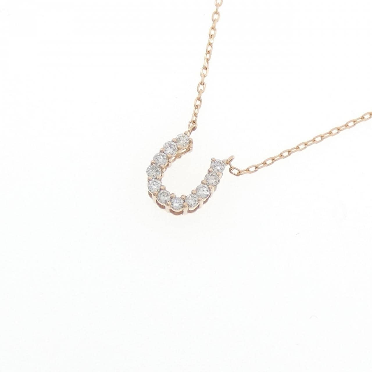 K18PG ホースシュー ダイヤモンド ネックレス 0.07CT