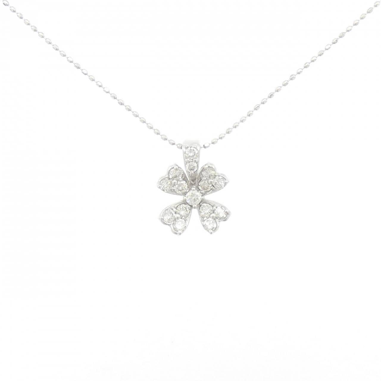 K18WG フラワー ダイヤモンド ネックレス 0.40CT
