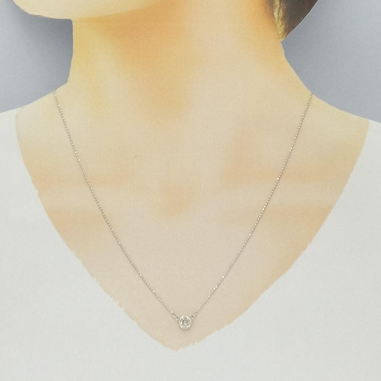 K18WG ソリティア ダイヤモンド ネックレス 0.30CT
